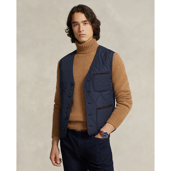 Suede Trim Quilted Vest