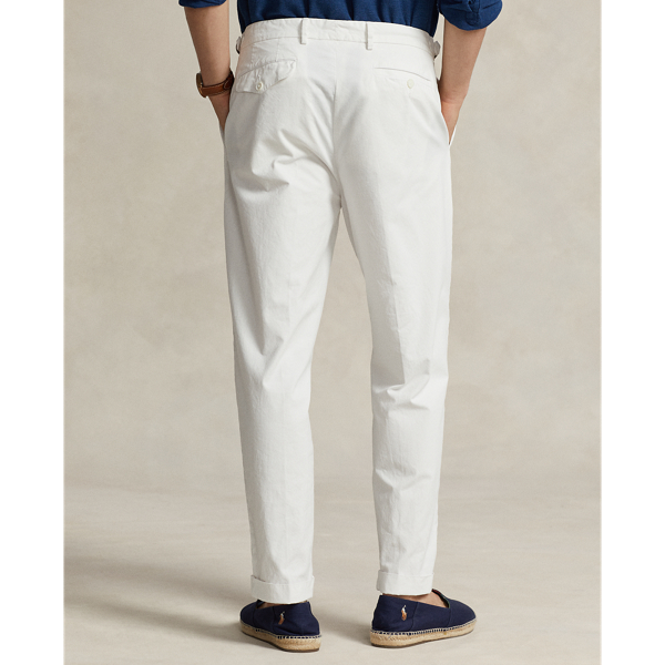 White Slim Tapered Fit Pleated Twill Trouser Polo Ralph Lauren 5