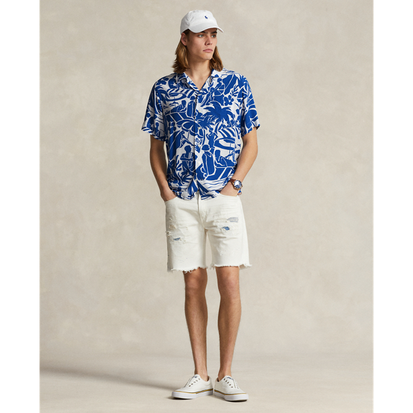 Classic Fit Beach-Print Camp Shirt