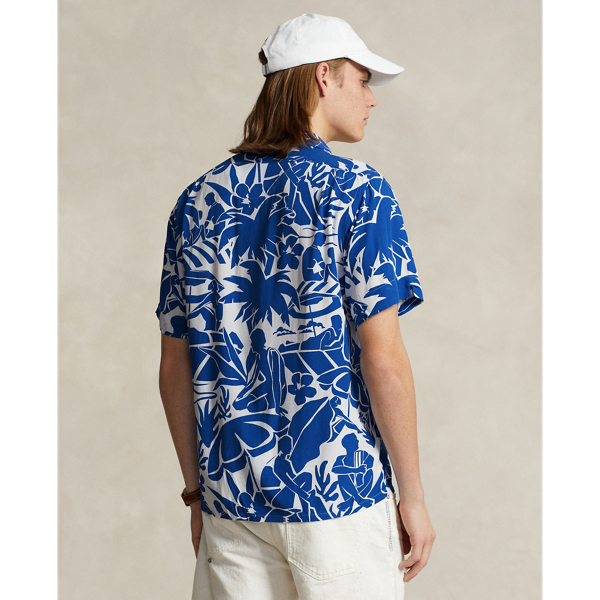 Classic Fit Beach-Print Camp Shirt