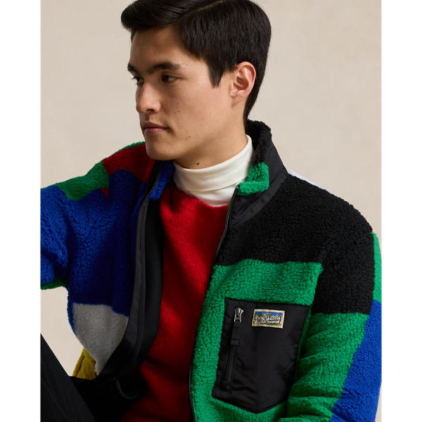 Sapphire Star Multi Colour-Blocked Pile Fleece Hybrid Jacket Polo Ralph Lauren 8