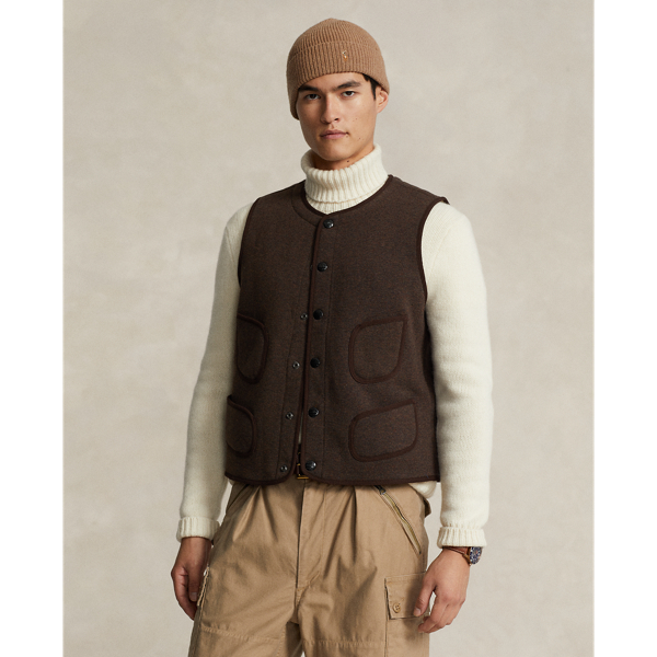 Circuit Brown Heather Fleece Vest Polo Ralph Lauren 1