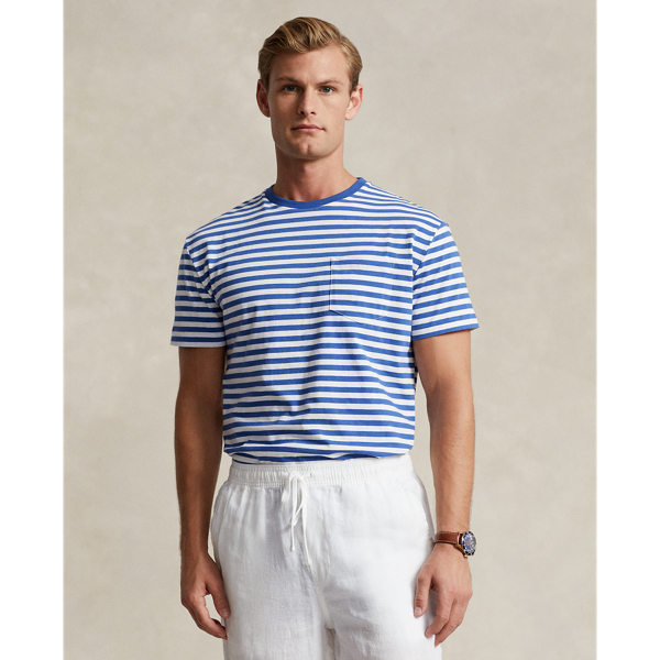 Royal Navy/White Classic Fit Striped Jersey T-Shirt Polo Ralph Lauren 1