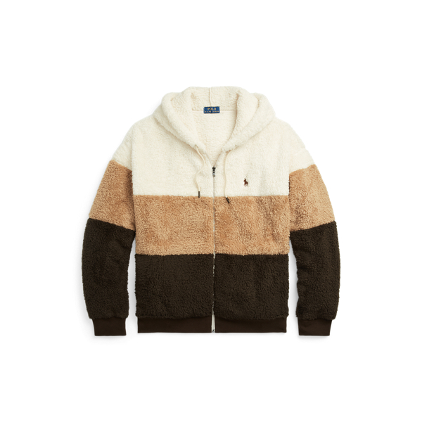 Colour-Blocked Pile Fleece Hoodie