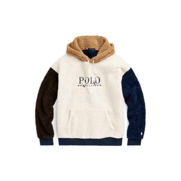 Logo Colour Blocked Pile Fleece Hoodie for Men Ralph Lauren GI