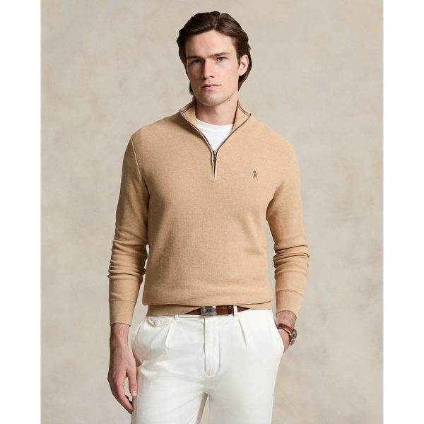 Mesh Knit Cotton Quarter Zip Jumper