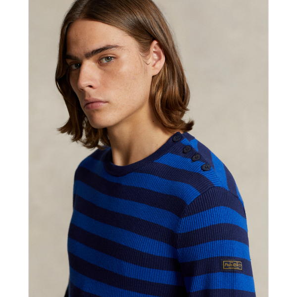 Royal Combo Striped Rib-Knit Cotton-Cashmere Sweater Polo Ralph Lauren 6