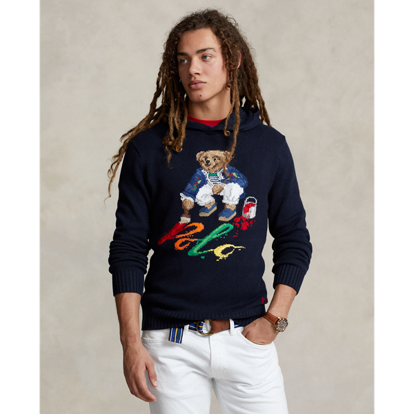 Navy Polo Bear Cotton Hooded Sweater Polo Ralph Lauren 1