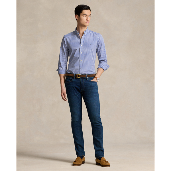 Slim Fit Striped Stretch Poplin Shirt