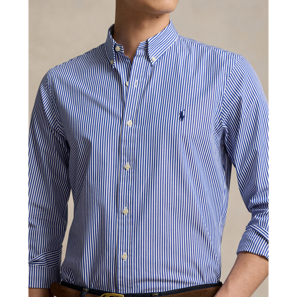 Slim Fit Striped Stretch Poplin Shirt
