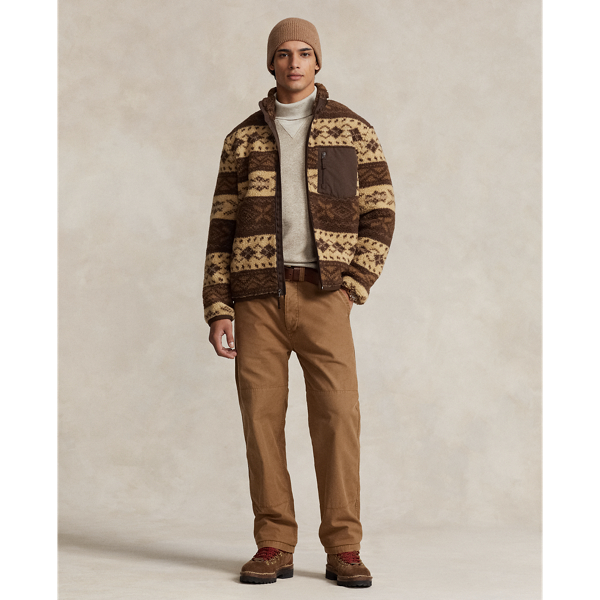 Dark Beech Multi Patterned Pile Fleece Hybrid Jacket Polo Ralph Lauren 4