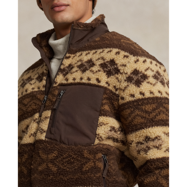 Dark Beech Multi Patterned Pile Fleece Hybrid Jacket Polo Ralph Lauren 6