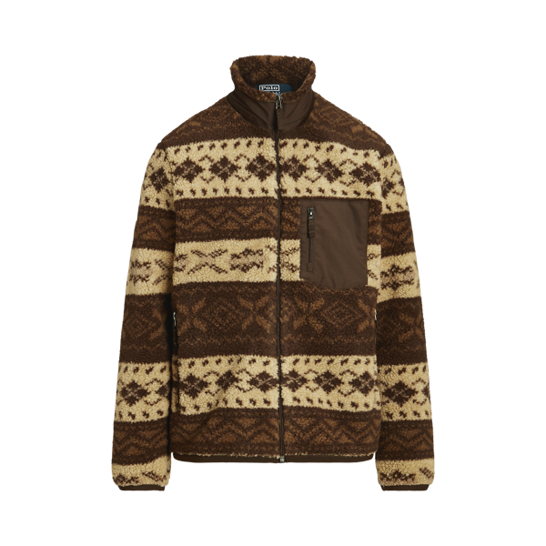 Patterned Pile Fleece Hybrid Jacket