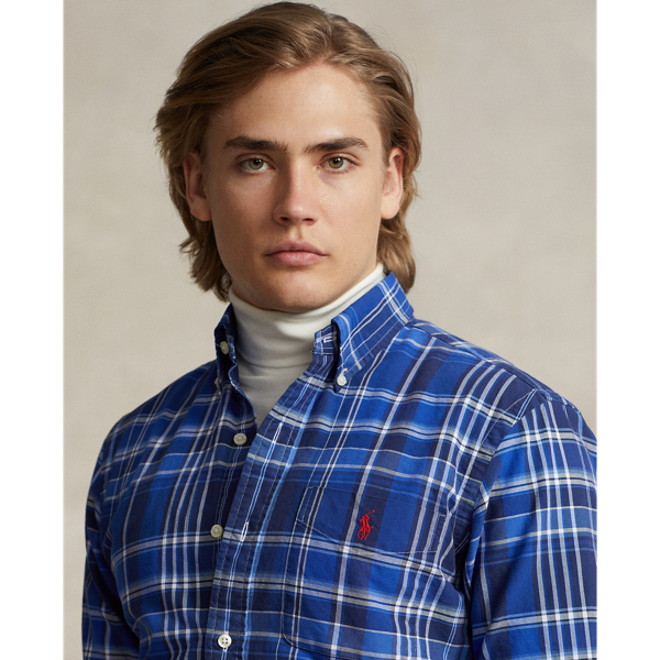 Blue Multi Classic Fit Plaid Oxford Shirt Polo Ralph Lauren 6