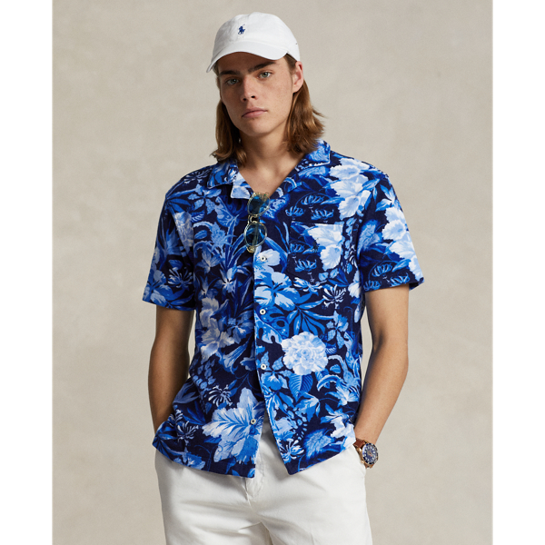 Custom Slim Fit Floral Terry Camp Shirt