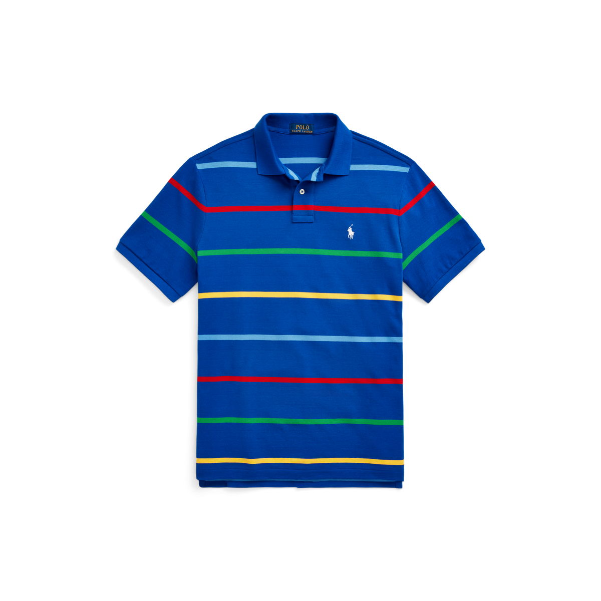 Classic Fit Striped Mesh Polo Shirt