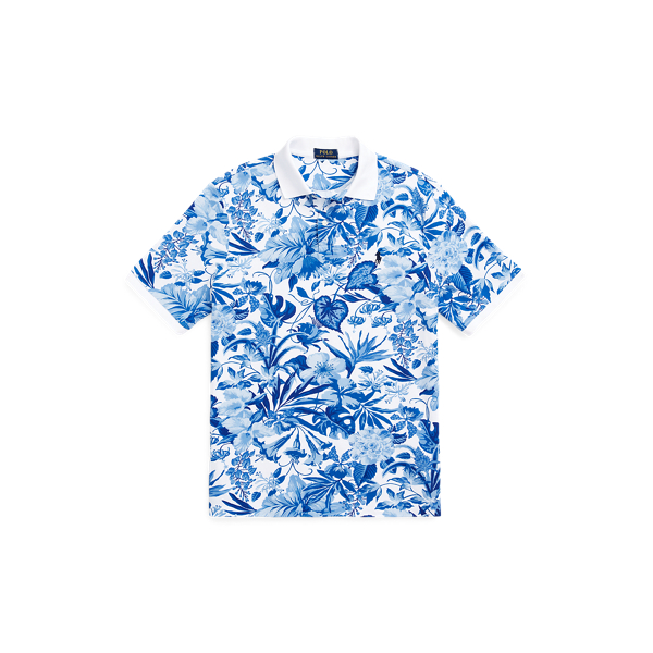 Classic Fit Floral-Print Mesh Polo Shirt