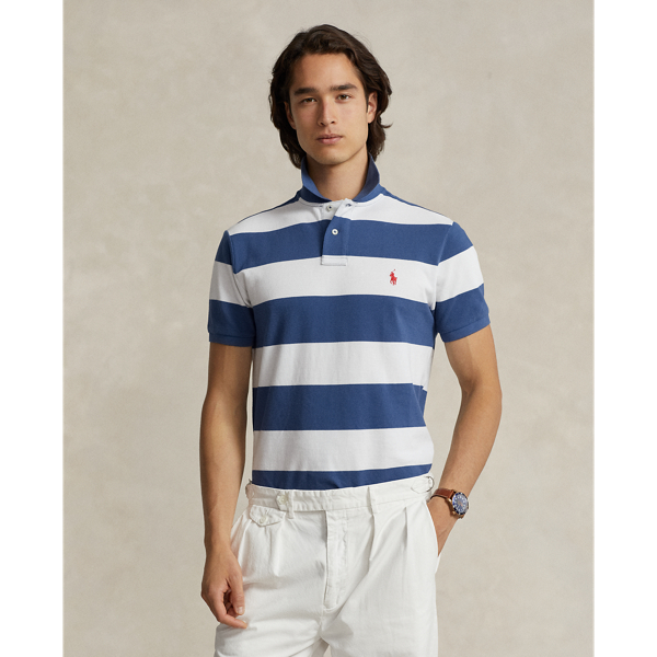 Custom Slim Fit Striped Mesh Polo Shirt