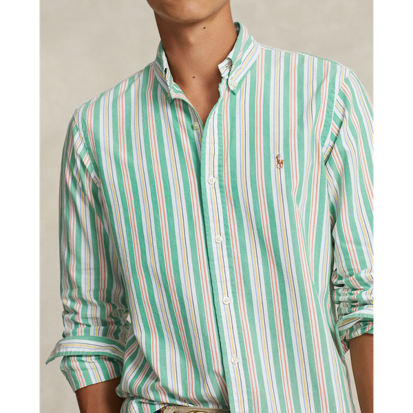 Green/White Multi Classic Fit Striped Oxford Shirt Polo Ralph Lauren 6