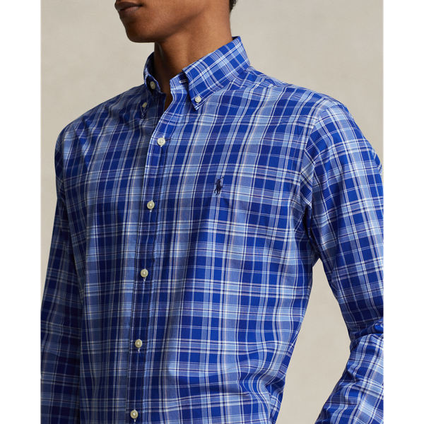 Blue Multi Classic Fit Plaid Stretch Poplin Shirt Polo Ralph Lauren 6