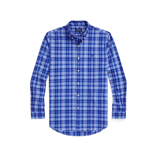 Blue Multi Classic Fit Plaid Stretch Poplin Shirt Polo Ralph Lauren 2