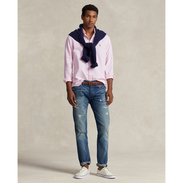 New Rose/White Classic Fit Striped Oxford Shirt Polo Ralph Lauren 4