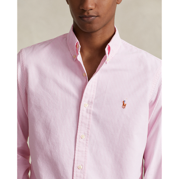 New Rose/White Classic Fit Striped Oxford Shirt Polo Ralph Lauren 6