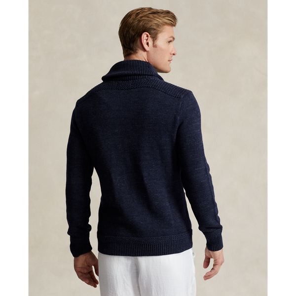 Navy Marled Cotton Shawl-Collar Cardigan Polo Ralph Lauren 5