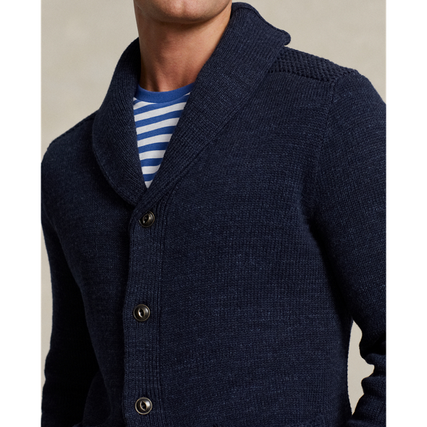 Navy Marled Cotton Shawl-Collar Cardigan Polo Ralph Lauren 6