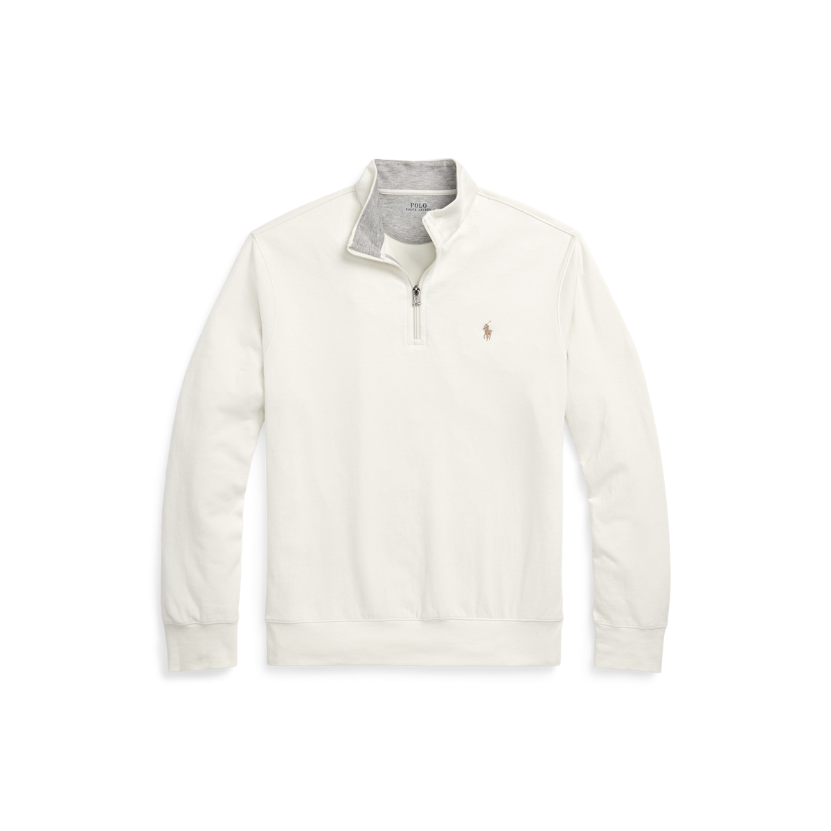 Men's L Dark Grey Heather Luxury Jersey Quarter-Zip Pullover