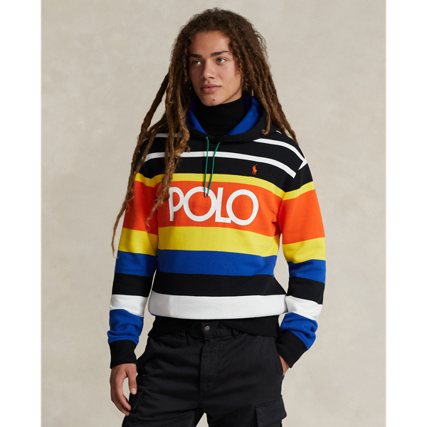 Polo Black Multi Logo Striped Fleece Hoodie Polo Ralph Lauren 1