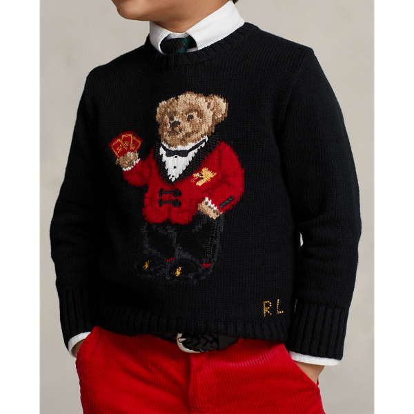 Polo Black Lunar New Year Polo Bear Sweater Boys 2-7 5