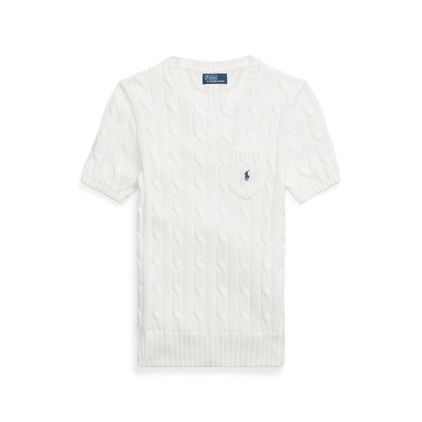 Pull torsad&eacute; &agrave; manches courtes en coton Polo Ralph Lauren en 1