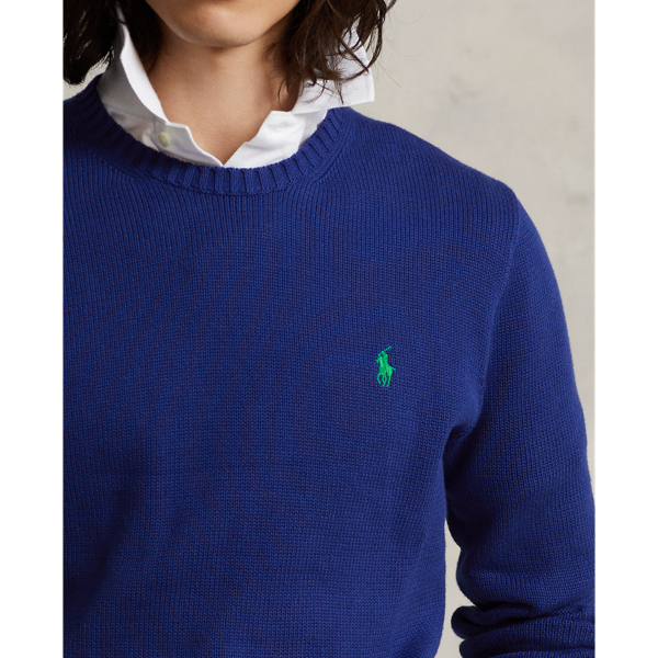 Cotton Crewneck Sweater Polo Ralph Lauren en Royal h&eacute;ritage 6