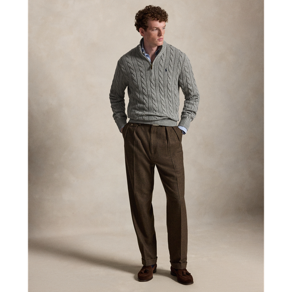 Fawn Grey Heather Cable-Knit Cotton Quarter-Zip Sweater Polo Ralph Lauren 4