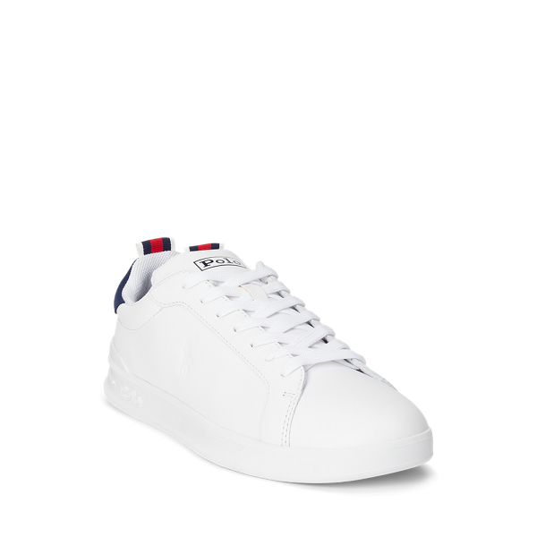 Leder-Sneaker Heritage Court II Polo Sport in Wei&szlig;/Navy/Rot 2