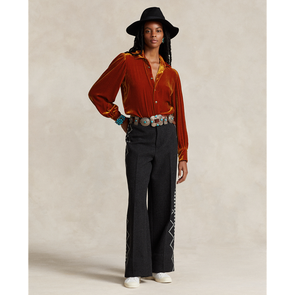 Orange PRL x Naiomi Glasses Velvet Blouse Polo Ralph Lauren 4