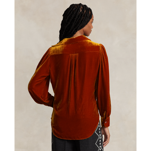 Orange PRL x Naiomi Glasses Velvet Blouse Polo Ralph Lauren 5