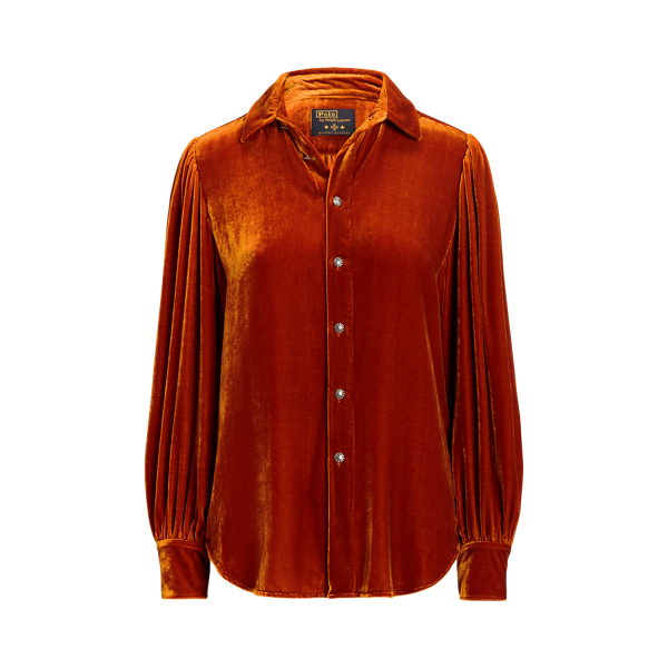 Orange PRL x Naiomi Glasses Velvet Blouse Polo Ralph Lauren 2
