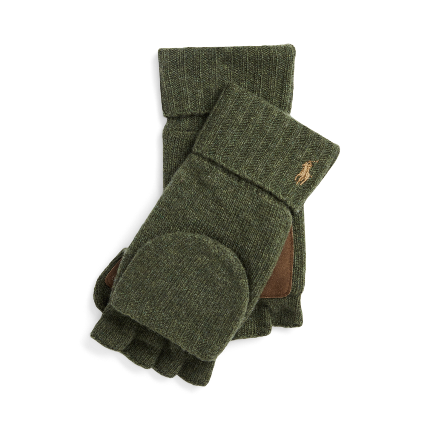 Мужские перчатки Ralph Lauren Merino-Wool-Blend Convertible Gloves, цвет: Оливковый — фото 2
