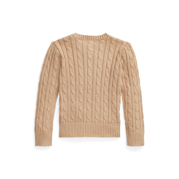 Camel Melange Cable-Knit Cotton Sweater Girls 1.5-6.5 Years 2