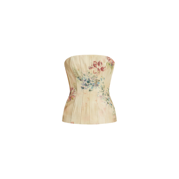 Evia Floral Denim Bustier Ralph Lauren Collection 1