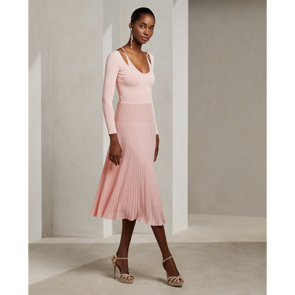 Blush Pointelle-Knit Scoopneck Day Dress Ralph Lauren Collection 1