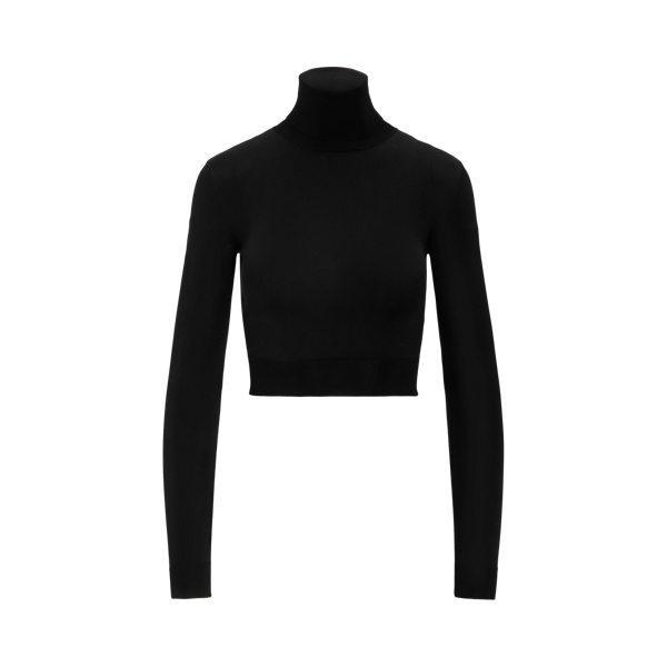 Silk Plaited Jersey Cropped Turtleneck