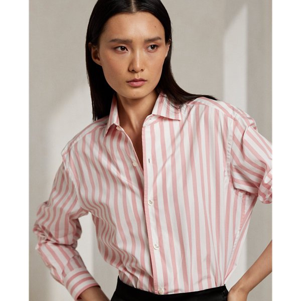 Relaxed-Fit Capri-Hemd mit Streifen Ralph Lauren Collection in Crystal Rose/White 6