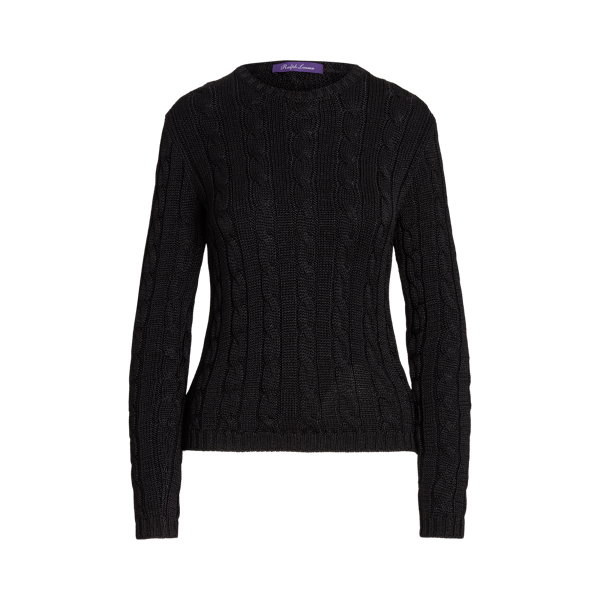 Cable-Knit Silk Crewneck Sweater