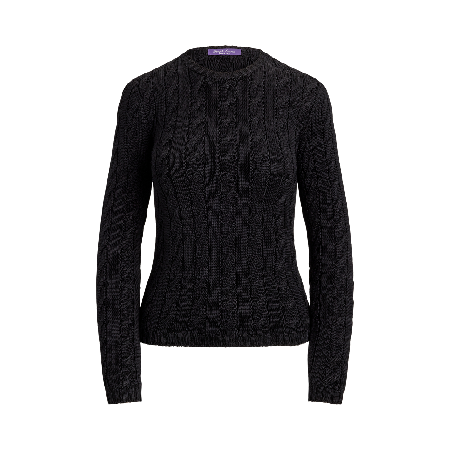 Женский свитер Ralph Lauren Cable-Knit Silk Crewneck, цвет: Чёрный — фото 5