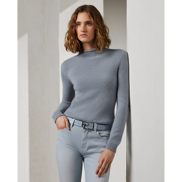 Powder Blue Cashmere Rollneck Sweater Ralph Lauren Collection 1