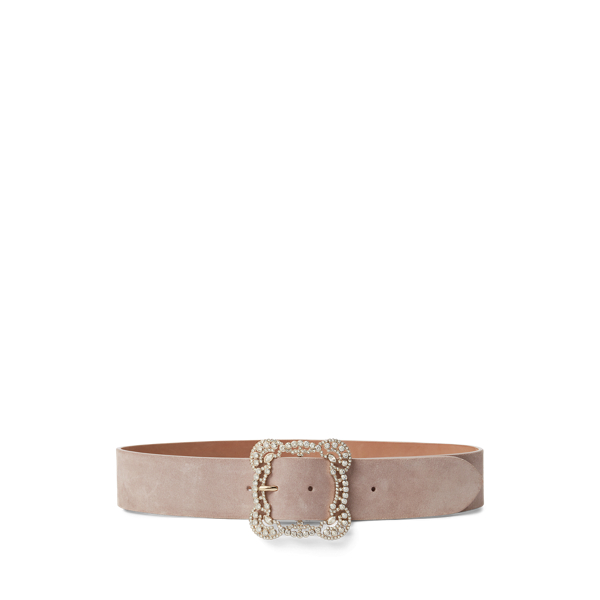 Crystal-Buckle Calf-Suede Belt Ralph Lauren Collection 1