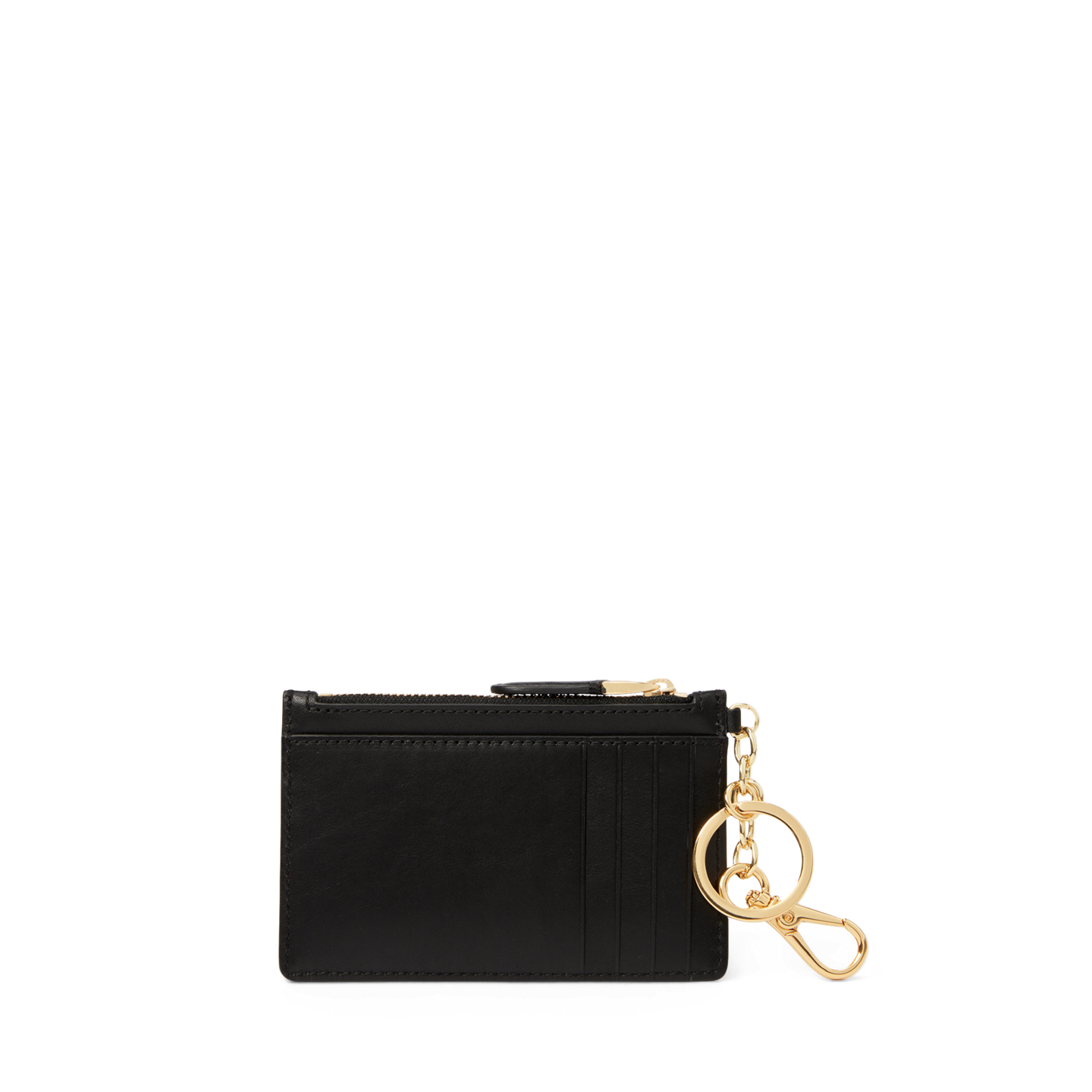 Женский кошелёк Ralph Lauren Leather Zip Card Case, цвет: Чёрный — фото 1